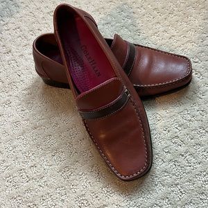 Cole Haan Chestnut Loafers with Fuchsia Lining